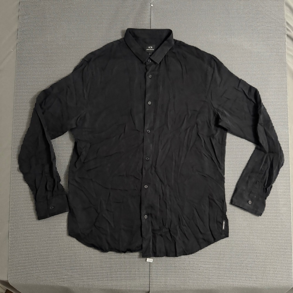Armani Exchange Mens XL Black Long Sleeve Button Down Regular Fit Shirt